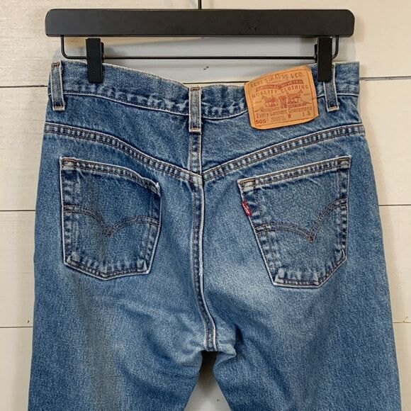 Vintage Levis 505 cut off raw hem straight leg denim jeans size 9 jr - Picture 9 of 13